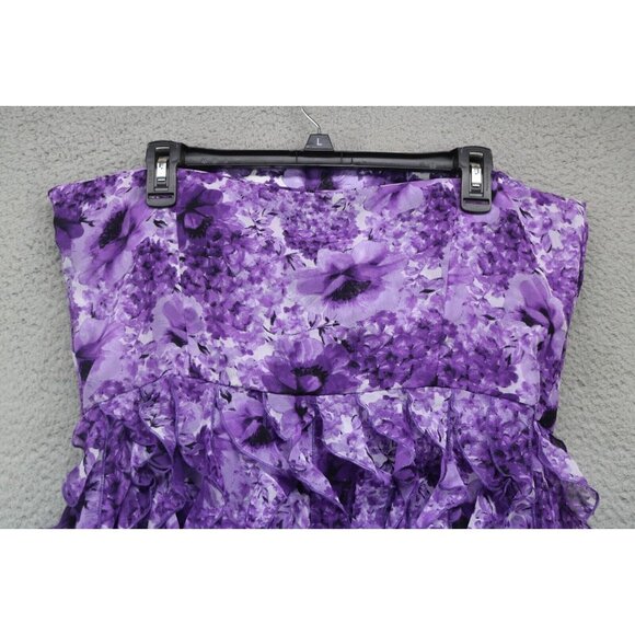 White House Black Market Strapless Floral Dress-16-Ruffles-Belted-Fairy-NWT - Picture 11 of 12